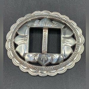Vintage 1993 ROC Silver Tone CONCHO Style Belt Buckle